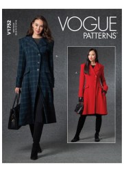 1752 VOGUE LINED LONG SLEEVE POCKET COLLAR COAT PATTERN 8-16;  16-24 CHOICE  NEW